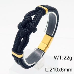 21x6mm Leather Knotted Charms Bracelet Men Multi-Leather Bracelet Gold Color - KB179556-KFC