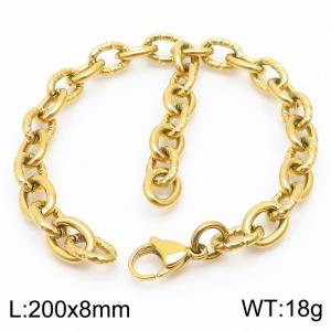 European and American Fashion 200×8mm separated by a different O-shaped splicing chain hanging tassel lobster clasp charm gold bracelet - KB179743-Z