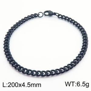 200mm Cuban Chain Bracelet 18K Black Plated Stainless Steel Cuff Bracelets - KB179857-Z