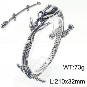 Punk Animal Dragon Charm Bracelet Men Stainless Steel Matte Shiny China Dragon  Bracelet Silver Color - KB179931-KJX