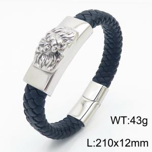 21cm Lion Head Personalized Genuine Leather Bracelet Men's Bracelet - KB179987-YY