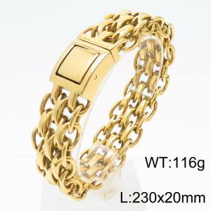 Hip Hop Style Vacuum Electroplated Gold Double Layer O-shaped Chain Stainless Steel Men's Bracelet - KB180300-KJX