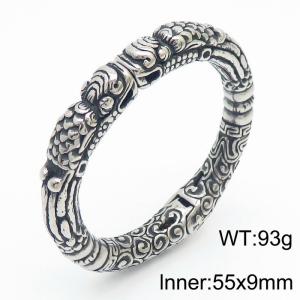 Vintage Cool Titanium Steel Cuff Bracelets Dragon Bangle Open Bracelet for Men - KB180519-KJX