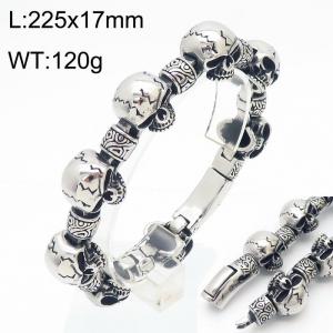 Retro Punk Jewelry Stainless Steel Big Skeleton Bracelet Skull Chain Bracelet For Men - KB180528-KJX