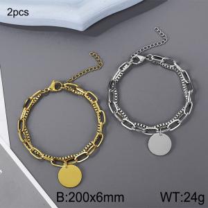 Stainless steel double-layer splicing circular pendant bracelet - KB180712-Z