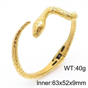 European and American fashion stainless steel creative winding snake shaped opening adjustable temperament gold bracelet - KB180716-KJX