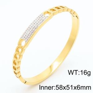 6mm Classic Bangle Women Geometric With Cubic Zirconia Charms Bracelet Gold Color - KB180759-KL