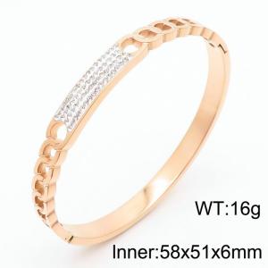 6mm Classic Bangle Women Geometric With Cubic Zirconia Charms Bracelet Rose Gold Color - KB180760-KL
