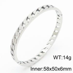 6mm Hollowing Out Bangle Women Geometric Stainless Steel Bracelet Silver Color - KB180761-KL