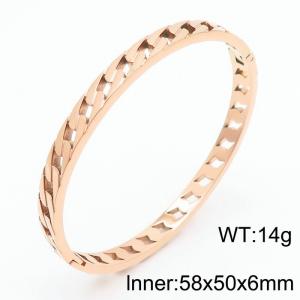 6mm Hollowing Out Bangle Women Geometric Bracelet Rose Gold Color - KB180763-KL