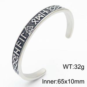European and American fashion retro stainless steel C-shaped opening Viking letter triangle men's temperament bracelet - KB180770-MZOZ