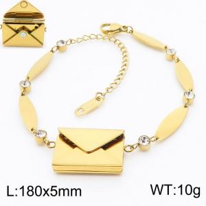 European and American fashion stainless steel 180 × 5mm Special Splice Chain Hanging Openable Envelope Pendant Charm Gold Bracelet - KB180776-SP