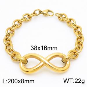 Trendy titanium steel O-shaped infinite 8-shaped gold bracelet - KB181188-Z