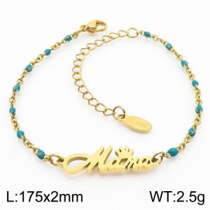 Fashionable titanium steel blue Bohemian gold bracelet - KB181193-Z