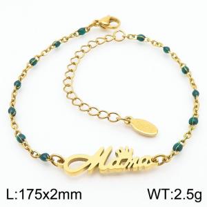 Fashionable titanium steel deep green Bohemian gold bracelet - KB181197-Z