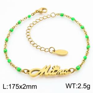 Fashionable titanium steel green Bohemian gold bracelet - KB181209-Z