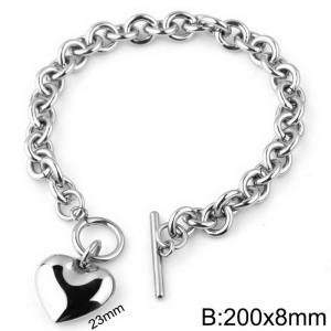 Peach Heart Titanium Steel OT Buckle Bracelet - KB181232-Z