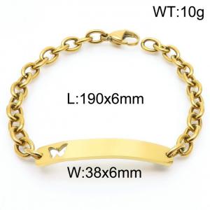 Delicate vacuum plating gold hollowed out butterfly bow hand-stitched O-chain stainless steel lady bracelet - KB181364-Z