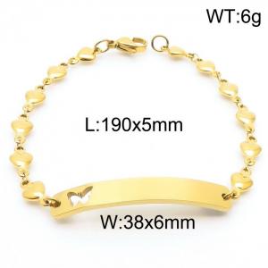 Exquisite Hollow butterfly curved brand hand-stitched gold heart-shaped chain stainless steel lady bracelet - KB181366-Z