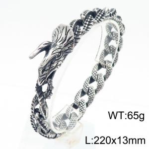 220mm Men Stainless Steel Dinosaur Triceratops Clasp&Cuban Chain Bracelet - KB181374-KJX