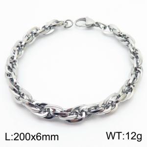200x6mm Fashion and personalized Stainless Steel Polished Bracelet Color Silver - KB181414-Z