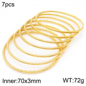 European and American fashionable stainless steel line seven-layer large single loop charm gold bangle - KB181543-KFC
