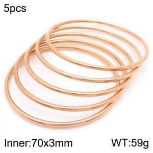 European and American fashion stainless steel five-layer large single loop charm rose gold bangle - KB181558-KFC