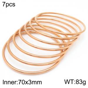 European and American fashion stainless steel seven-layer large single loop charm rose gold bangle - KB181559-KFC