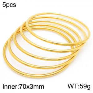 European and American fashion stainless steel five-layer large single loop charm gold bangle - KB181566-KFC