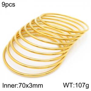 European and American fashion stainless steel nine-layer large single loop charm gold bangle - KB181568-KFC