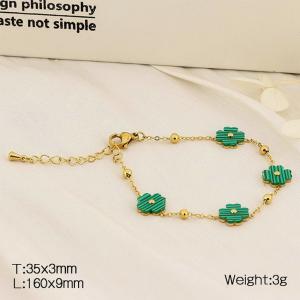 European and American fashion stainless steel O-shaped bead chain splicing front and back dual color flower accessories charm gold bracelet - KB182718-HM