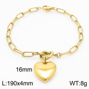 Love pendant gold stainless steel bracelet - KB182758-Z