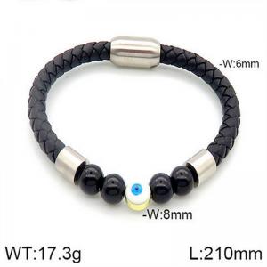 Stainless Steel Leather Bracelet - KB182784-NT