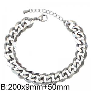 Personalized smooth steel Cuban chain 200X9mm men's titanium steel bracelet - KB182803-Z