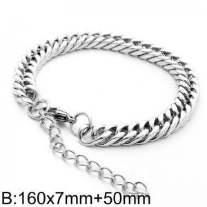 Trendy titanium steel double woven grinding four sided Cuban chain 160X7mm steel color bracelet - KB182810-Z