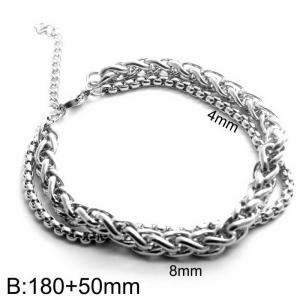 Trendy titanium steel double-layer woven 18cm steel color bracelet - KB182818-Z