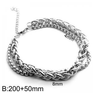 Trendy titanium steel double-layer woven 20cm steel color bracelet - KB182819-Z