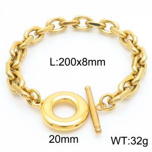 200x8mm Gold Color Cuban Chain TO Clasp Stainless Steel Charm Bracelet For Women Men - KB182909-Z