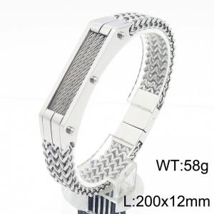 European and American Volkswagen Design Personalized Hip Hop Style Stainless Steel Keel Chain Temperament Silver Bracelet - KB182959-KFC