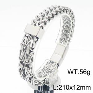 European and American Volkswagen Design Personalized Hip Hop Style Stainless Steel Mixed Chain Magnetic Buckle Style Silver Bracelet - KB182963-KFC