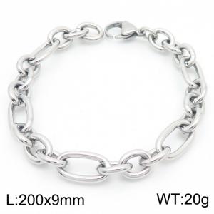 European and American Fashion Stainless Steel 200 × 9mm size 3：1 O-shaped chain lobster buckle charm silver bracelet - KB182969-KFC