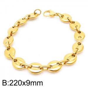 Stainless steel pig nose and coffee bean bracelet - KB183012-Z