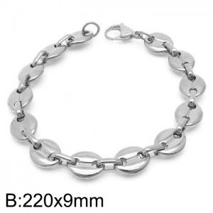 Stainless steel pig nose and coffee bean bracelet - KB183015-Z