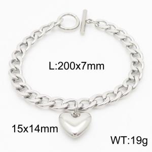 Stainless steel OT buckle heart-shaped pendant bracelet - KB183141-Z