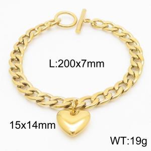 Stainless steel OT buckle heart-shaped pendant bracelet - KB183142-Z