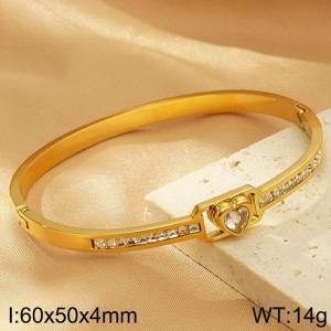 Stainless Steel Stone Bangle - KB183203-SP