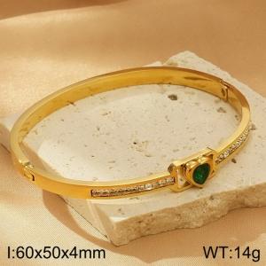 Stainless Steel Stone Bangle - KB183204-SP