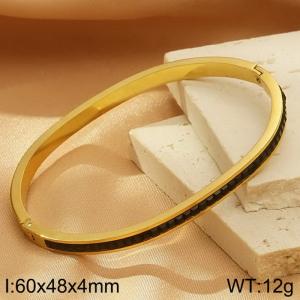 Stainless Steel Stone Bangle - KB183207-SP