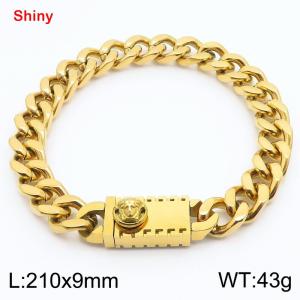 Fashionable stainless steel 210 × 9mm double-sided grinding chain creative small head splicing rectangular combination buckle charm gold bracelet - KB184242-Z