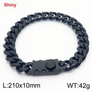 10 * 210mm stainless steel polished Cuban chain square buckle bracelet - KB184262-Z